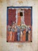 A page from The Sarajevo Haggadah: And Moses Ascended to God, The Giving of the Law, 14th century 