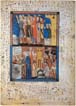 דף מתוך הגדת סרייבו: יציאת מצרים (ועליו שרבוטים של הסיפרה 2 שנעשו בידי אלמוני) המאה ה- 14