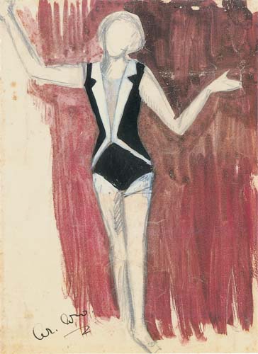 Woman in a black and white dancing costume