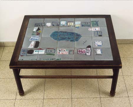 Table with ceramic tiles