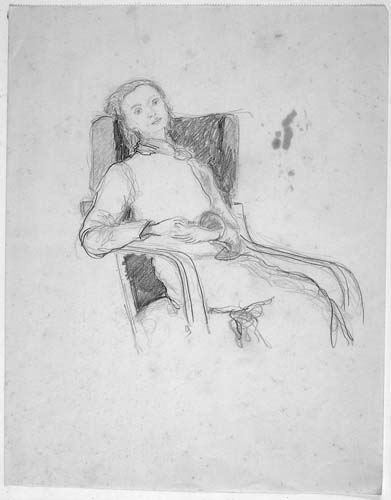 Woman Reclining on Armchair