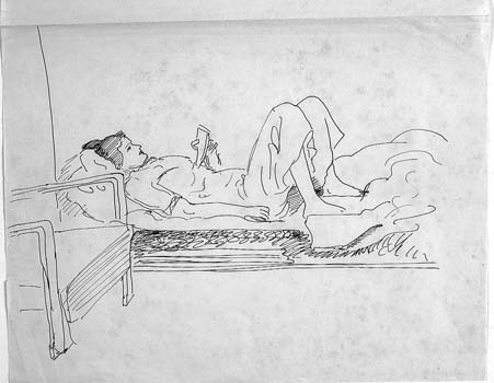 Woman Reclining and Reading